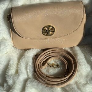 Tory Burch Tan Crossbody Bag with Gold Accents